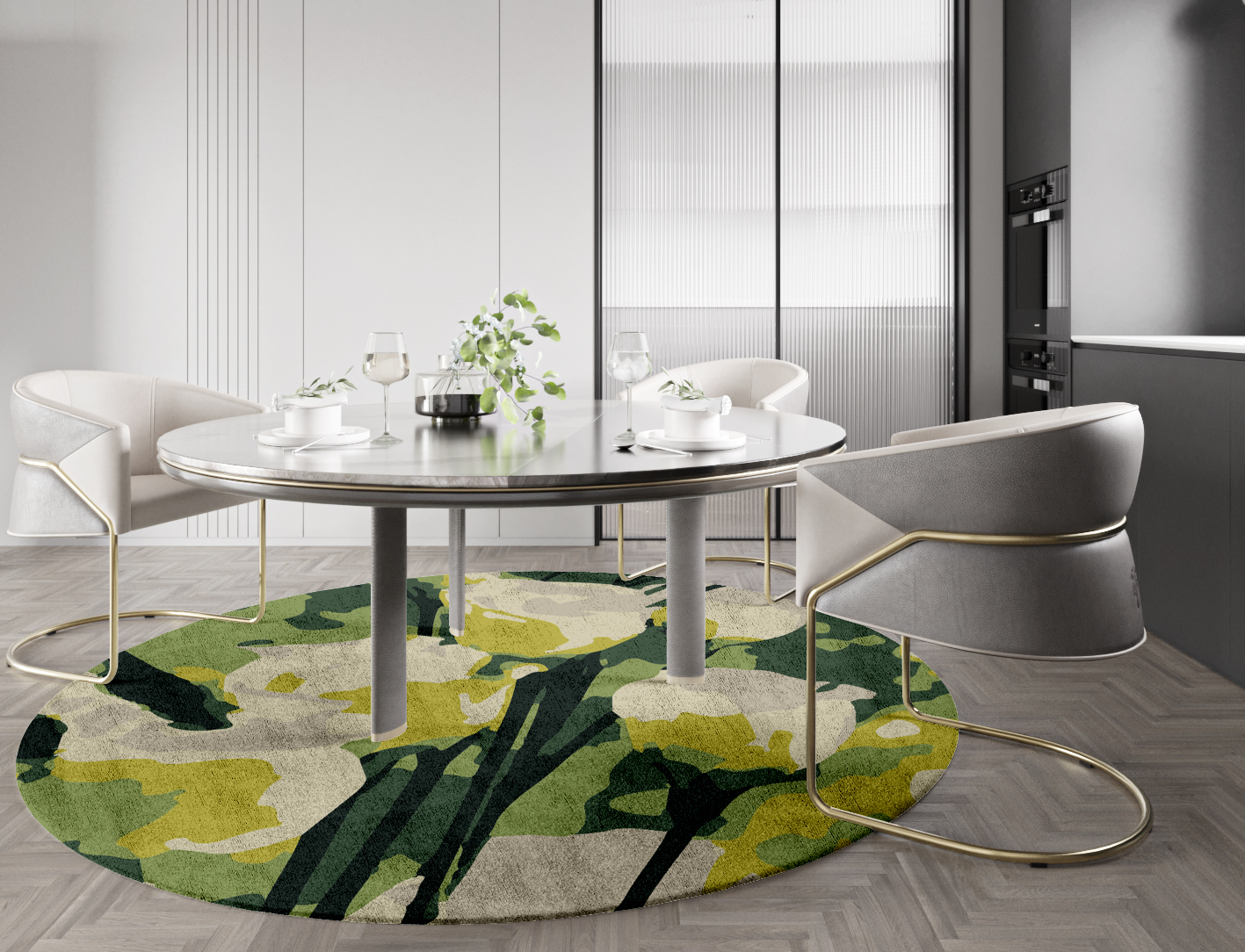 Autumn Floral Round Hand Tufted Bamboo Silk Custom Rug by Rug Artisan