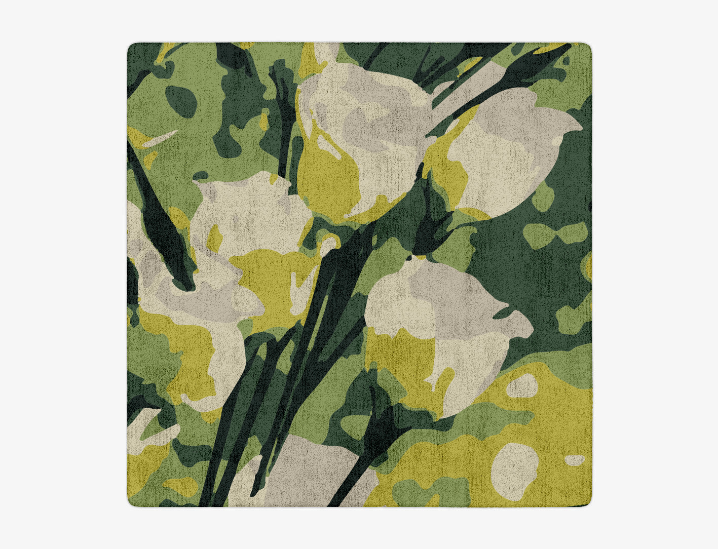 Autumn Floral Square Hand Tufted Bamboo Silk Custom Rug by Rug Artisan