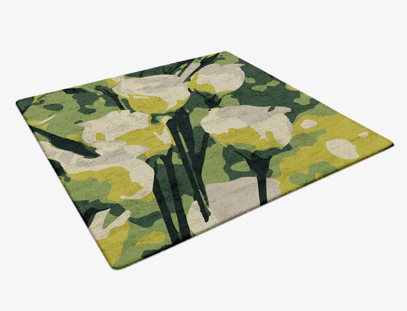 Autumn Floral Square Hand Tufted Bamboo Silk Custom Rug by Rug Artisan