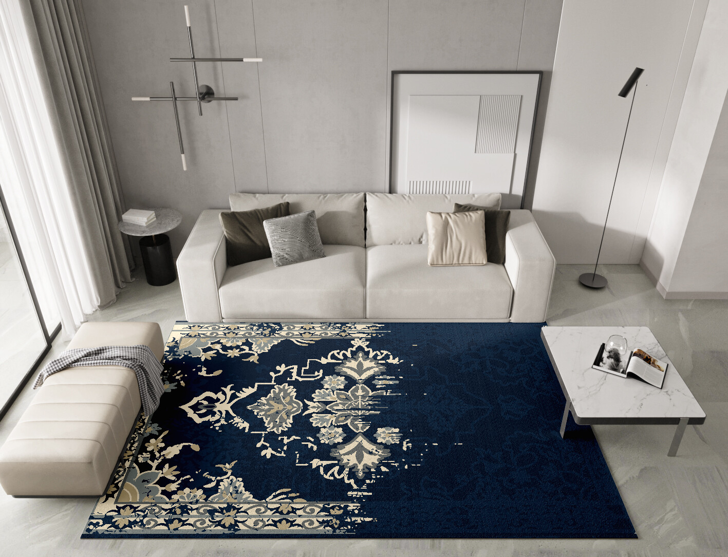 Ava Persian Bagh Rectangle Hand Tufted Pure Wool Custom Rug by Rug Artisan
