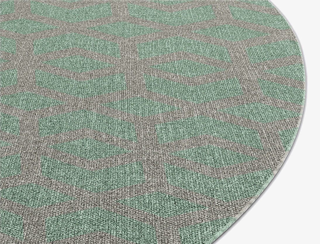 Aviva Geometric Round Flatweave New Zealand Wool Custom Rug by Rug Artisan