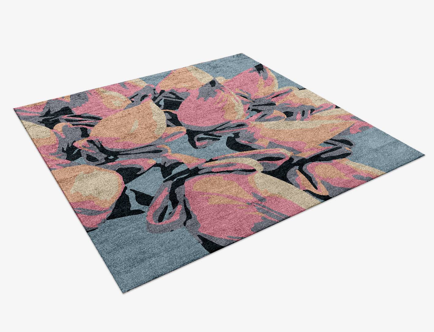 Aylena Floral Square Hand Knotted Bamboo Silk Custom Rug by Rug Artisan