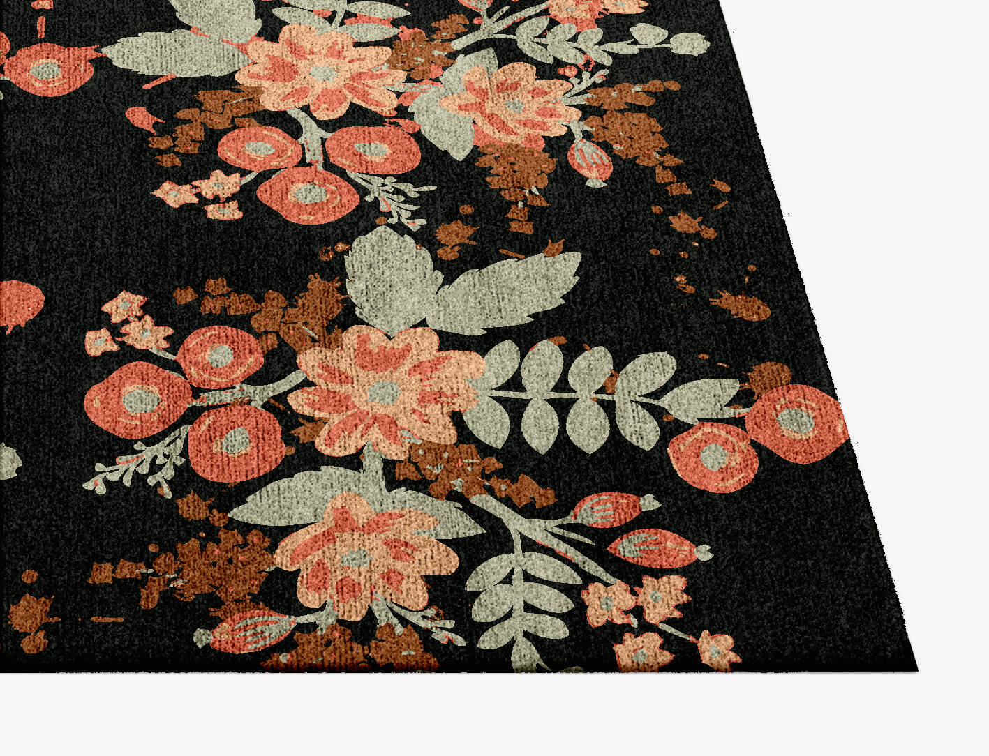 Azalea Floral Square Hand Knotted Bamboo Silk Custom Rug by Rug Artisan