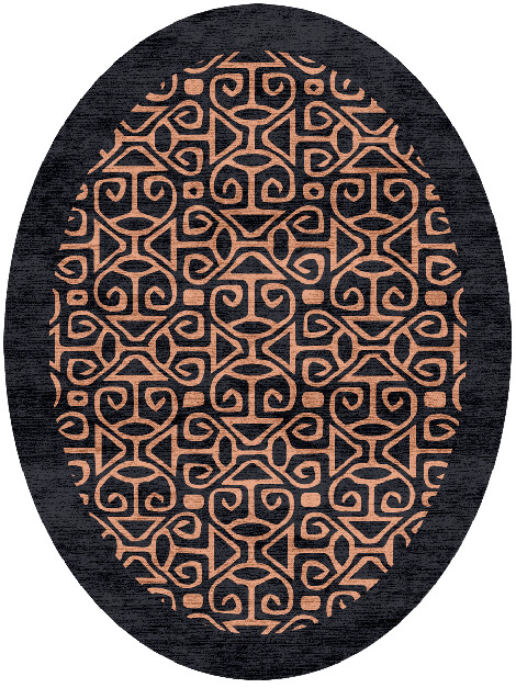 Azlan Geometric Oval Hand Knotted Bamboo Silk Custom Rug by Rug Artisan