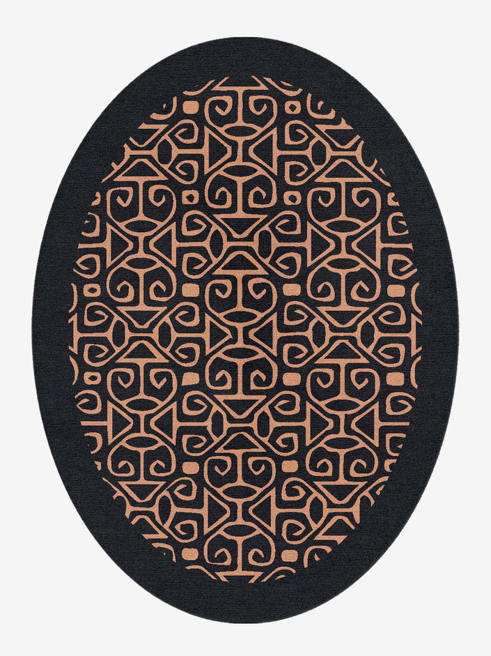 Azlan Geometric Oval Hand Knotted Tibetan Wool Custom Rug by Rug Artisan