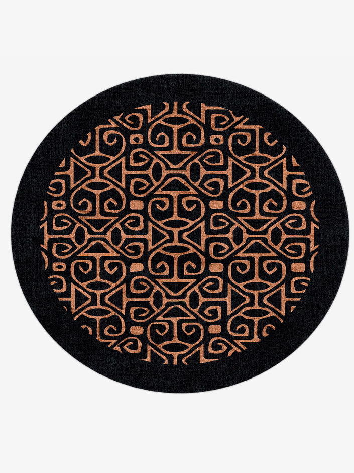 Azlan Geometric Round Hand Knotted Bamboo Silk Custom Rug by Rug Artisan