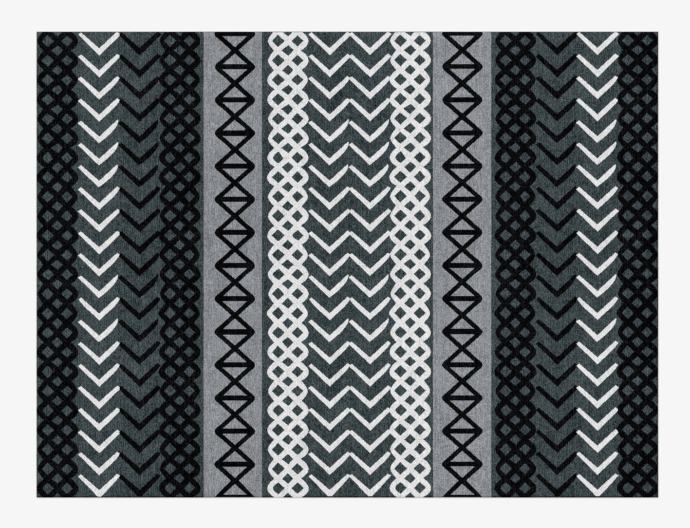 Aztec Greys Monochrome Rectangle Hand Knotted Tibetan Wool Custom Rug by Rug Artisan