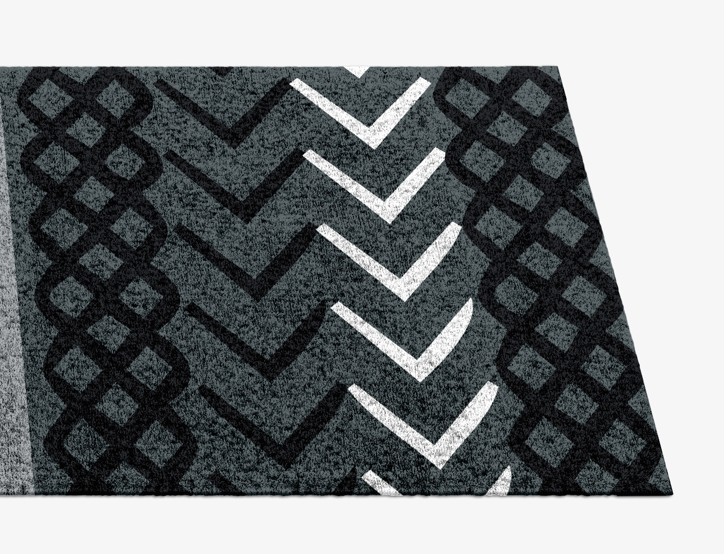Aztec Greys Monochrome Runner Hand Knotted Bamboo Silk Custom Rug by Rug Artisan