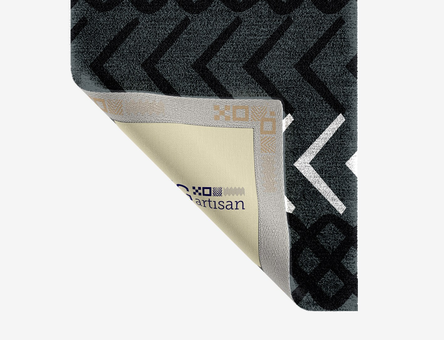 Aztec Greys Monochrome Runner Hand Knotted Bamboo Silk Custom Rug by Rug Artisan