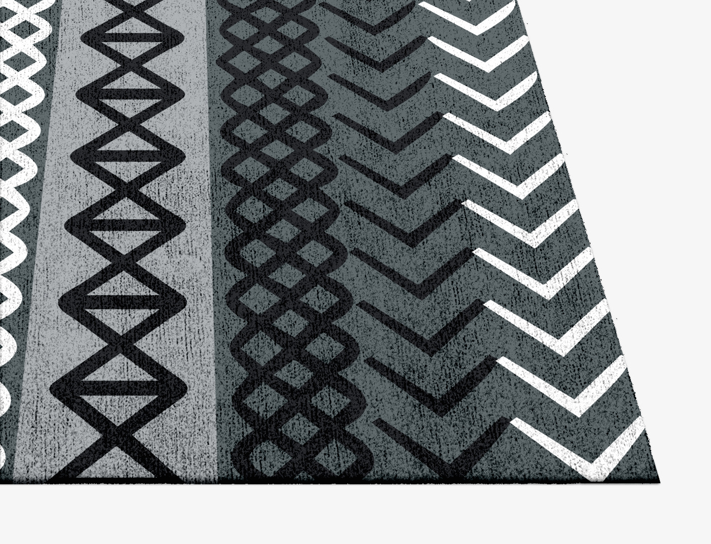 Aztec Greys Monochrome Square Hand Knotted Bamboo Silk Custom Rug by Rug Artisan
