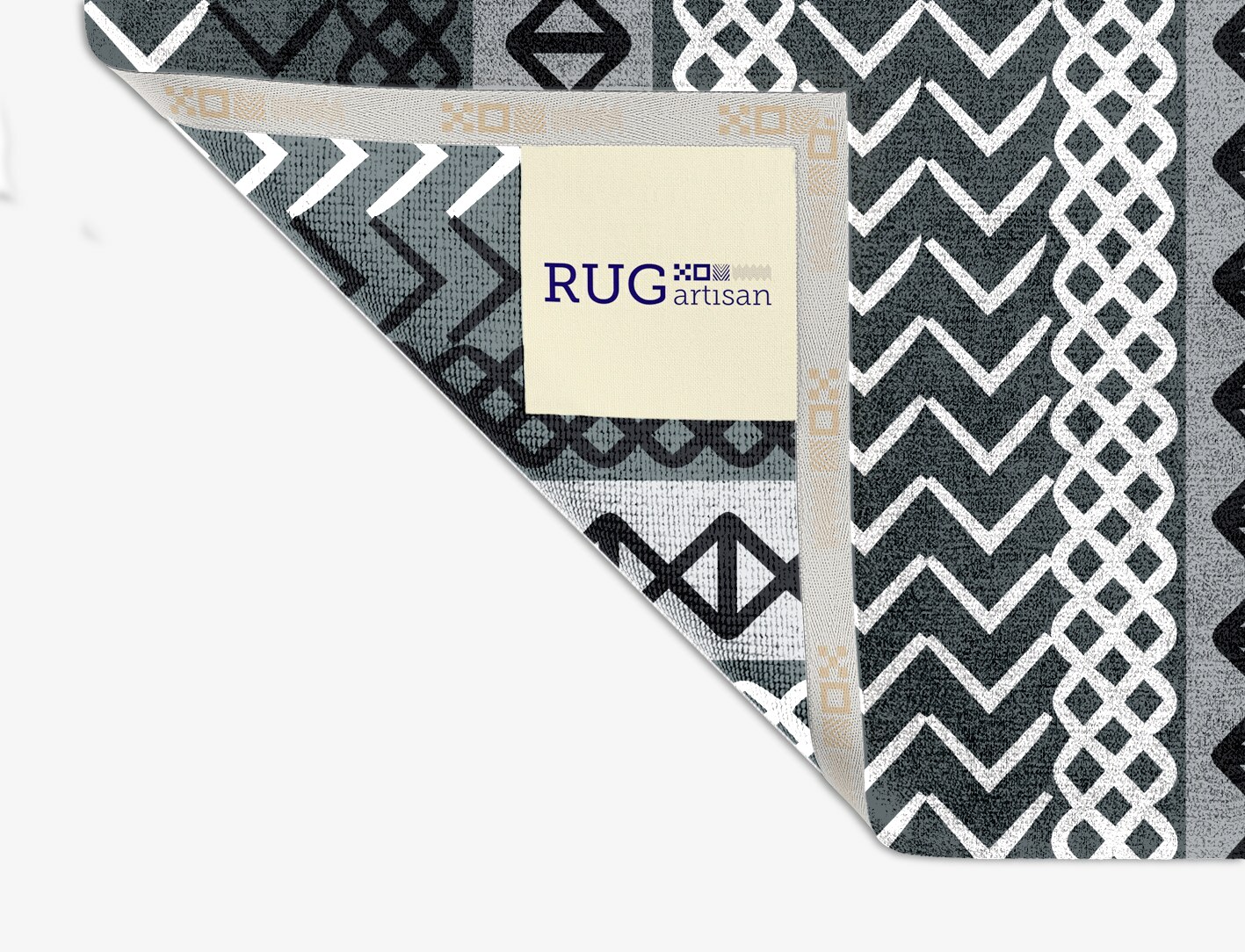 Aztec Greys Monochrome Square Hand Knotted Bamboo Silk Custom Rug by Rug Artisan