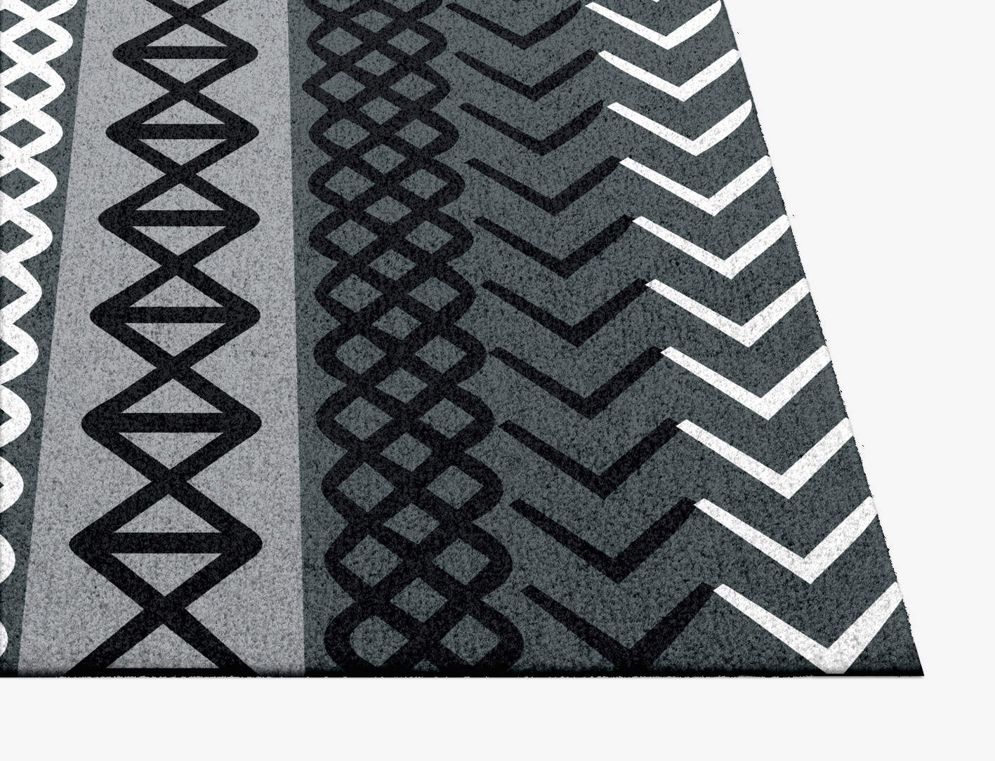 Aztec Greys Monochrome Square Hand Knotted Tibetan Wool Custom Rug by Rug Artisan