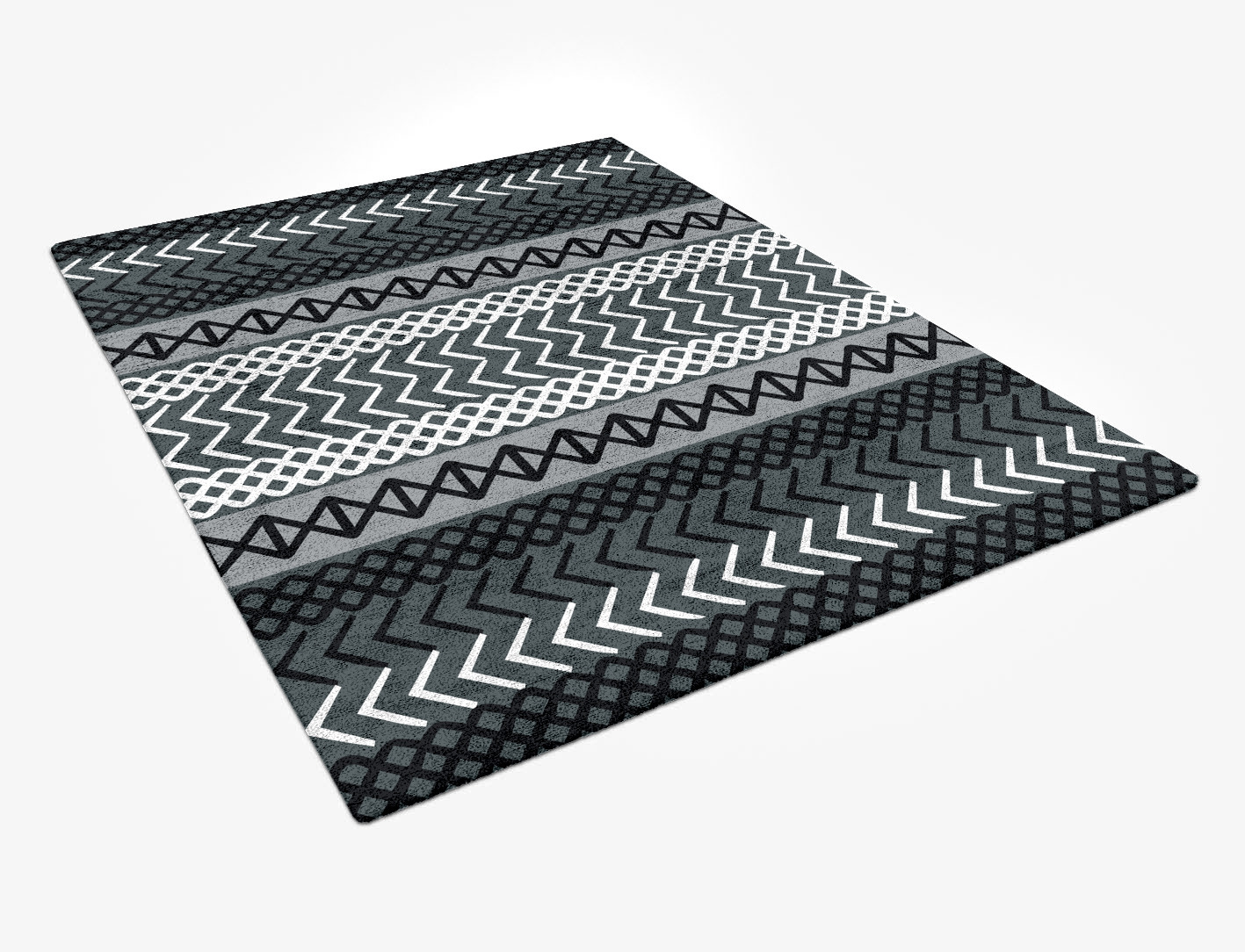Aztec Greys Monochrome Rectangle Hand Tufted Bamboo Silk Custom Rug by Rug Artisan