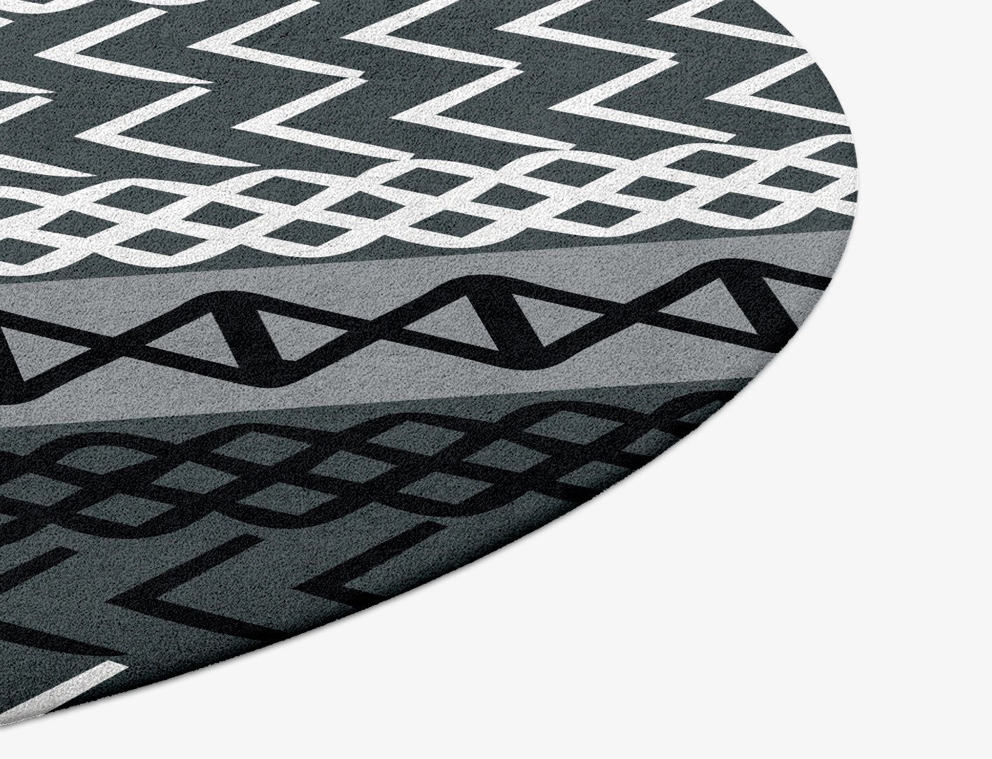 Aztec Greys Monochrome Round Hand Tufted Pure Wool Custom Rug by Rug Artisan