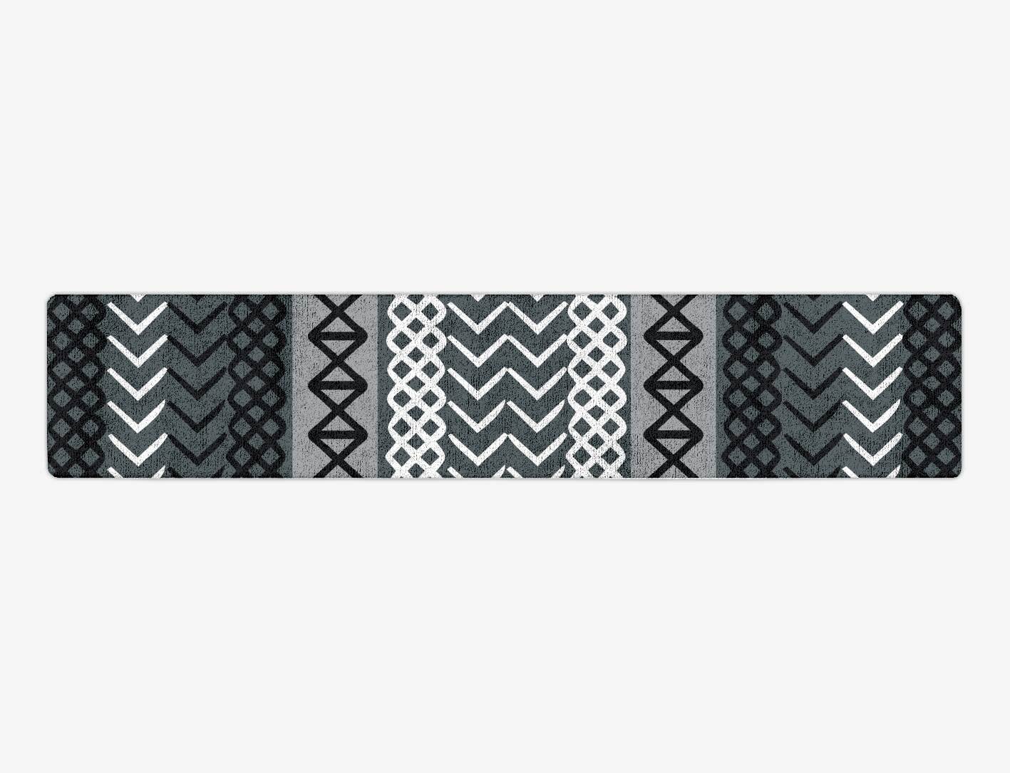 Aztec Greys Monochrome Runner Hand Tufted Bamboo Silk Custom Rug by Rug Artisan