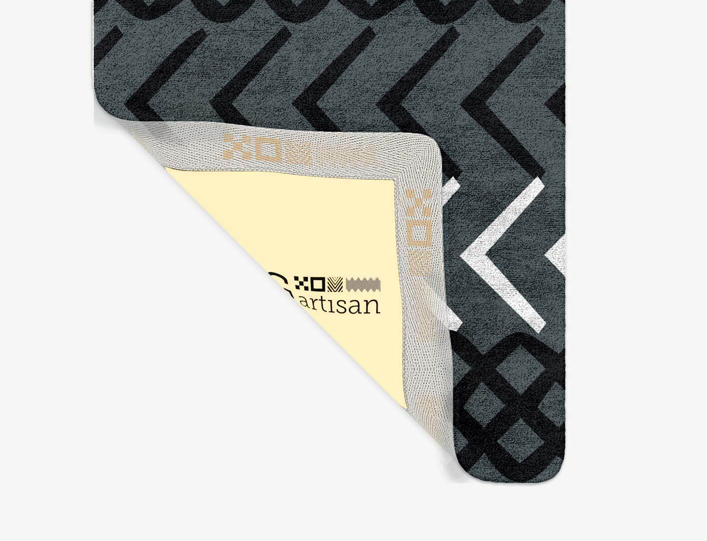 Aztec Greys Monochrome Runner Hand Tufted Bamboo Silk Custom Rug by Rug Artisan