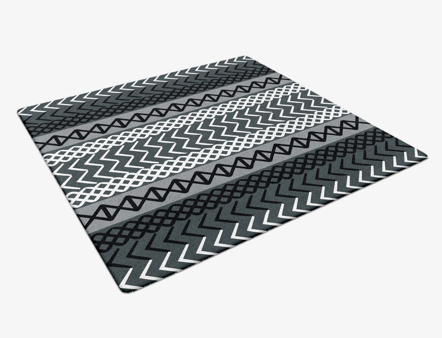 Aztec Greys Monochrome Square Hand Tufted Pure Wool Custom Rug by Rug Artisan