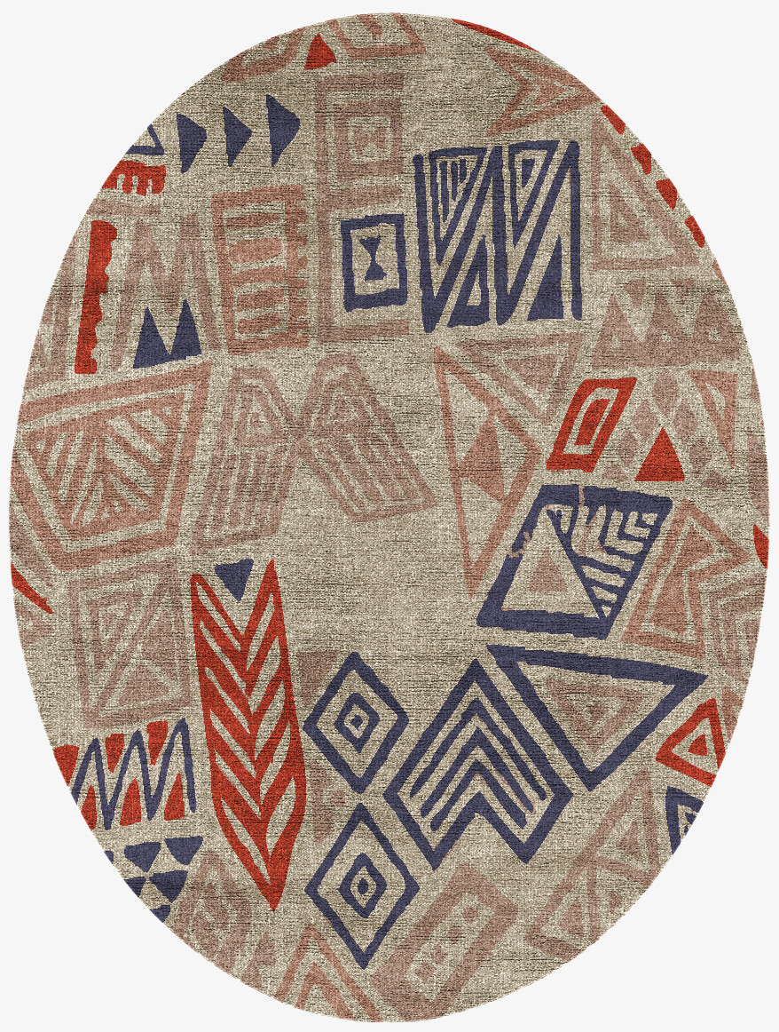 Azteque Abstract Oval Flatweave Bamboo Silk Custom Rug by Rug Artisan