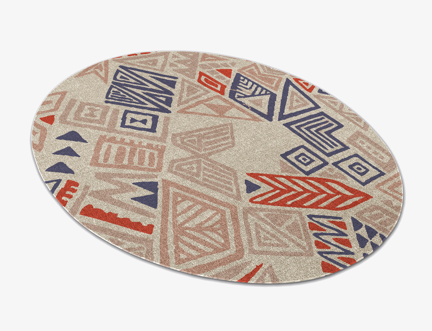 Azteque Abstract Oval Flatweave New Zealand Wool Custom Rug by Rug Artisan