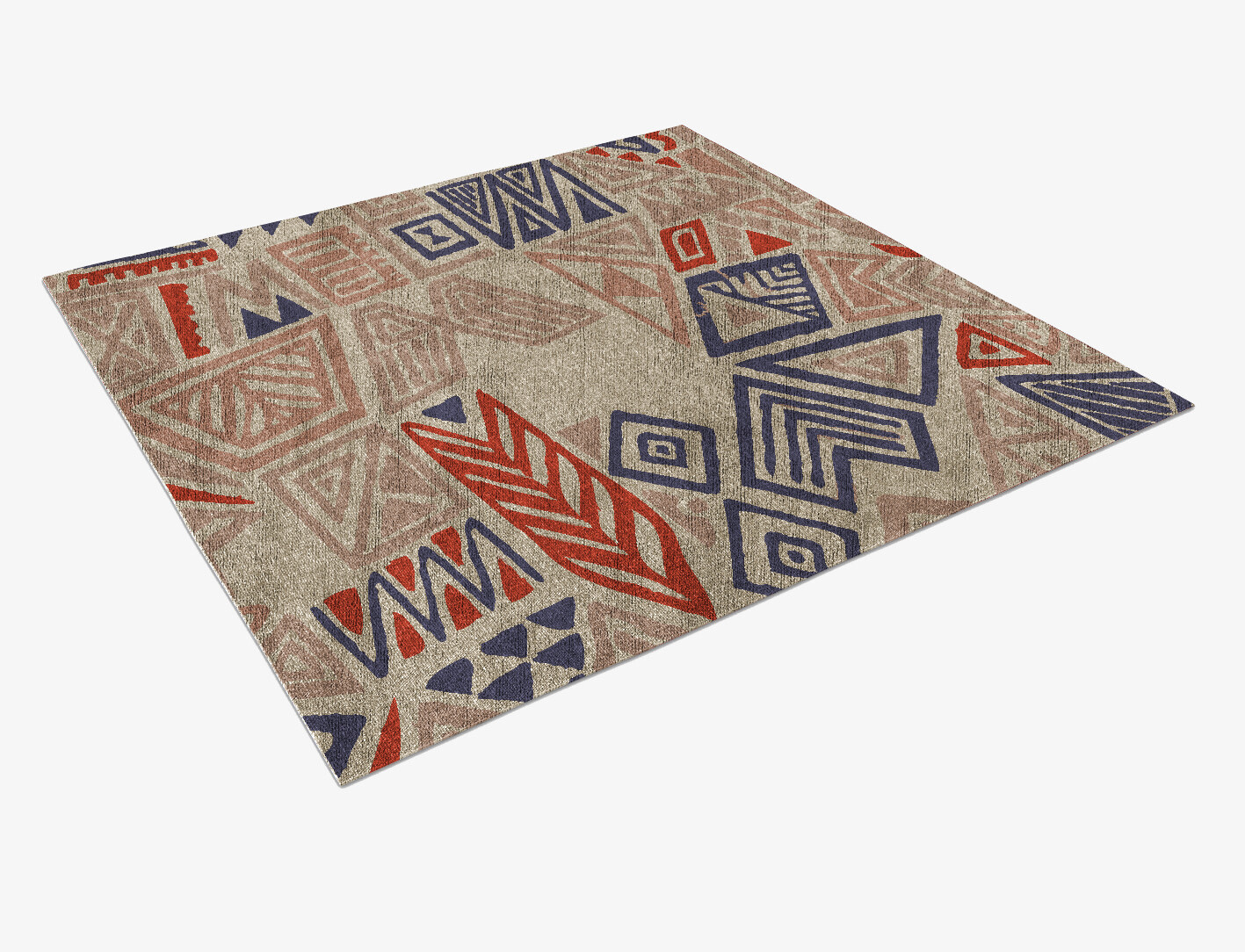 Azteque Abstract Square Flatweave Bamboo Silk Custom Rug by Rug Artisan