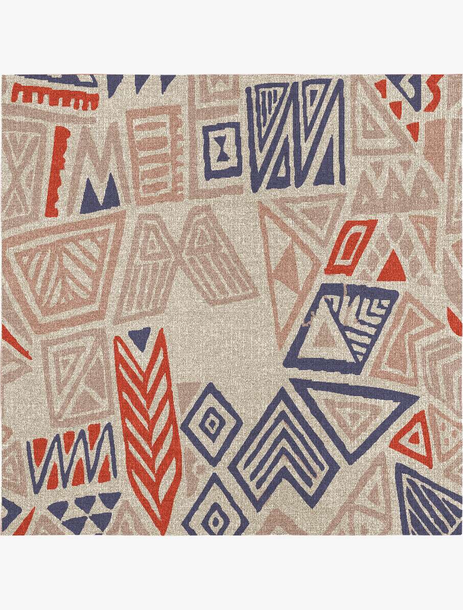 Azteque Abstract Square Flatweave New Zealand Wool Custom Rug by Rug Artisan