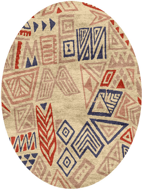 Azteque Abstract Oval Hand Knotted Bamboo Silk Custom Rug by Rug Artisan