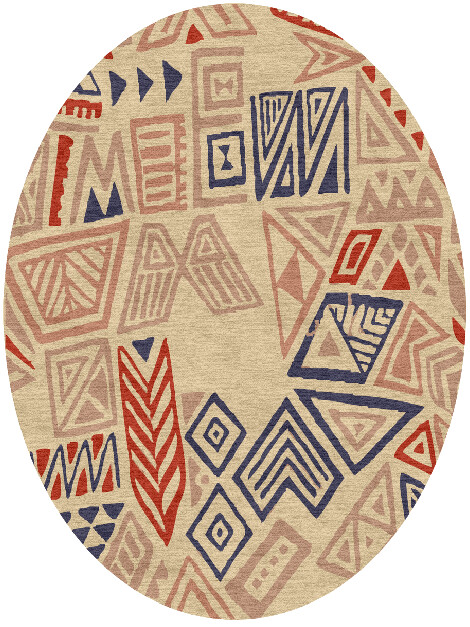 Azteque Abstract Oval Hand Knotted Tibetan Wool Custom Rug by Rug Artisan