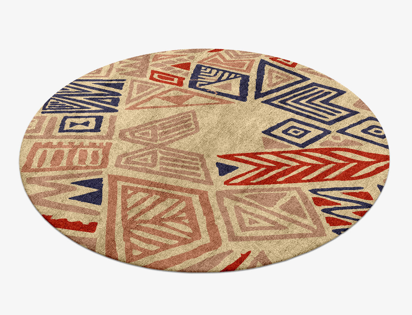 Azteque Abstract Round Hand Knotted Bamboo Silk Custom Rug by Rug Artisan