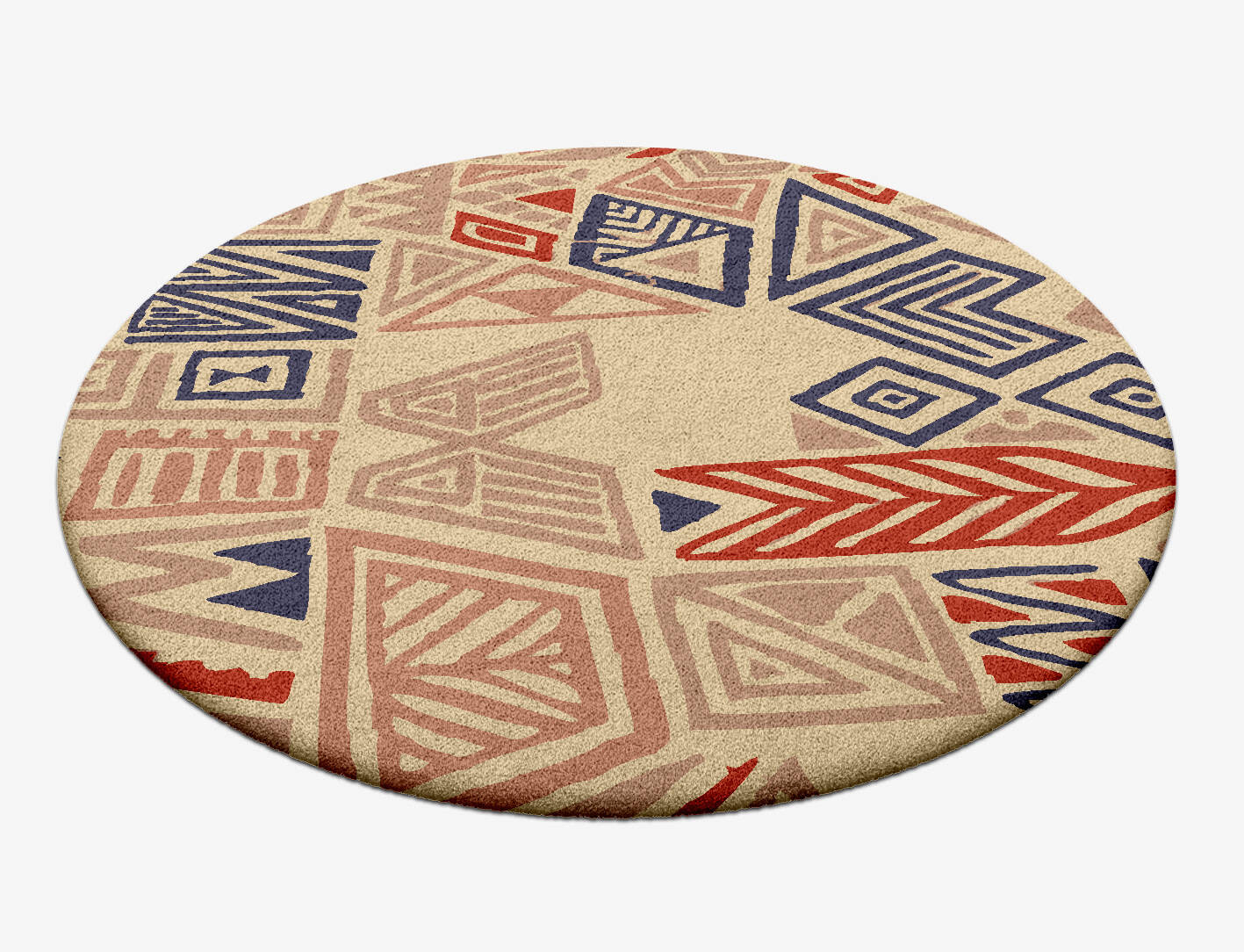 Azteque Abstract Round Hand Tufted Pure Wool Custom Rug by Rug Artisan