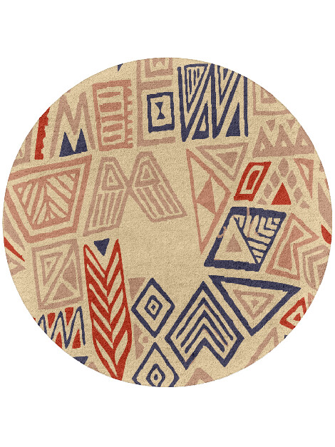 Azteque Abstract Round Hand Tufted Pure Wool Custom Rug by Rug Artisan