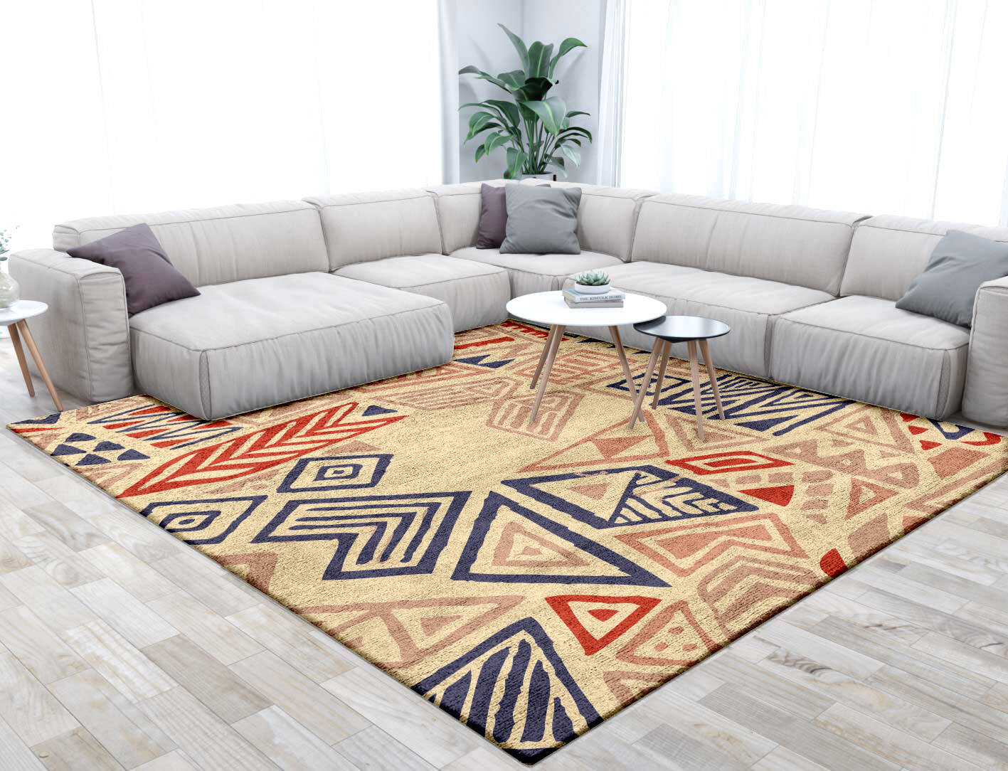 Azteque Abstract Square Hand Tufted Bamboo Silk Custom Rug by Rug Artisan
