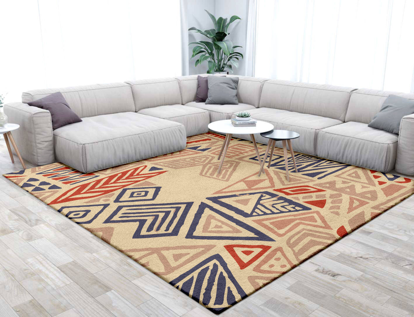Azteque Abstract Square Hand Tufted Pure Wool Custom Rug by Rug Artisan