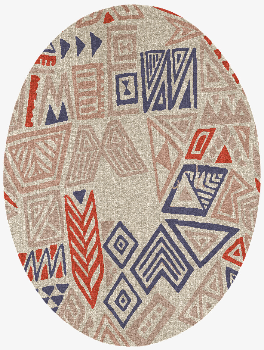Azteque Abstract Oval Outdoor Recycled Yarn Custom Rug by Rug Artisan