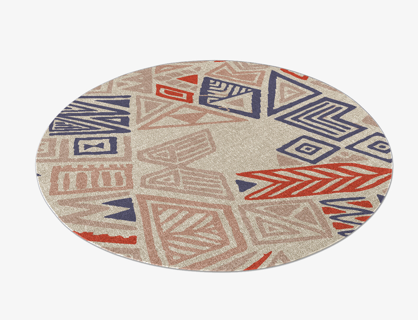 Azteque Abstract Round Outdoor Recycled Yarn Custom Rug by Rug Artisan