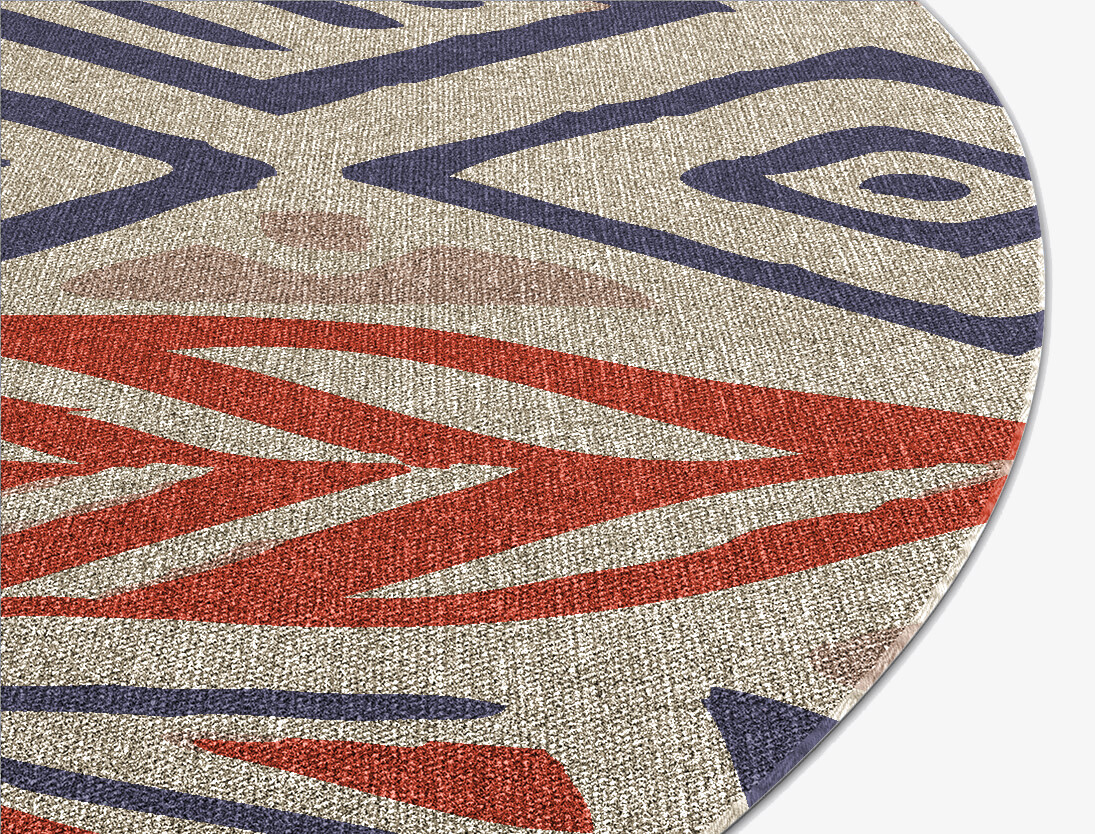 Azteque Abstract Round Outdoor Recycled Yarn Custom Rug by Rug Artisan