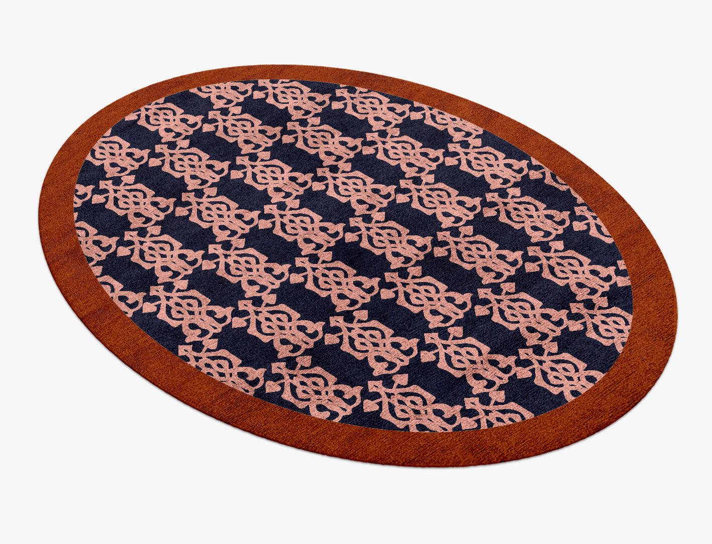 Balustrade Geometric Oval Hand Knotted Bamboo Silk Custom Rug by Rug Artisan