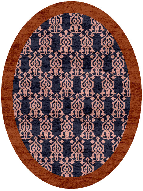 Balustrade Geometric Oval Hand Knotted Bamboo Silk Custom Rug by Rug Artisan