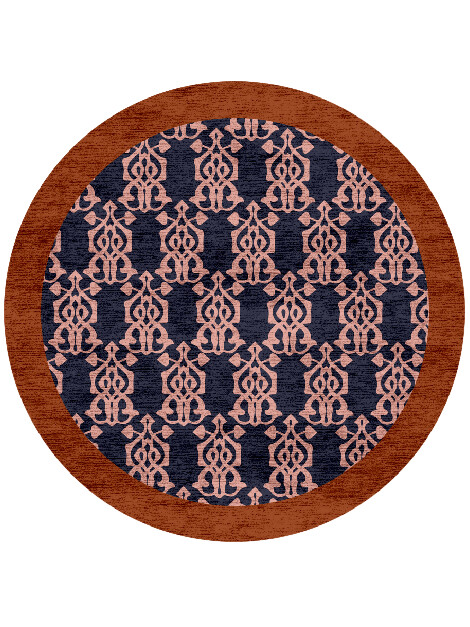 Balustrade Geometric Round Hand Knotted Bamboo Silk Custom Rug by Rug Artisan