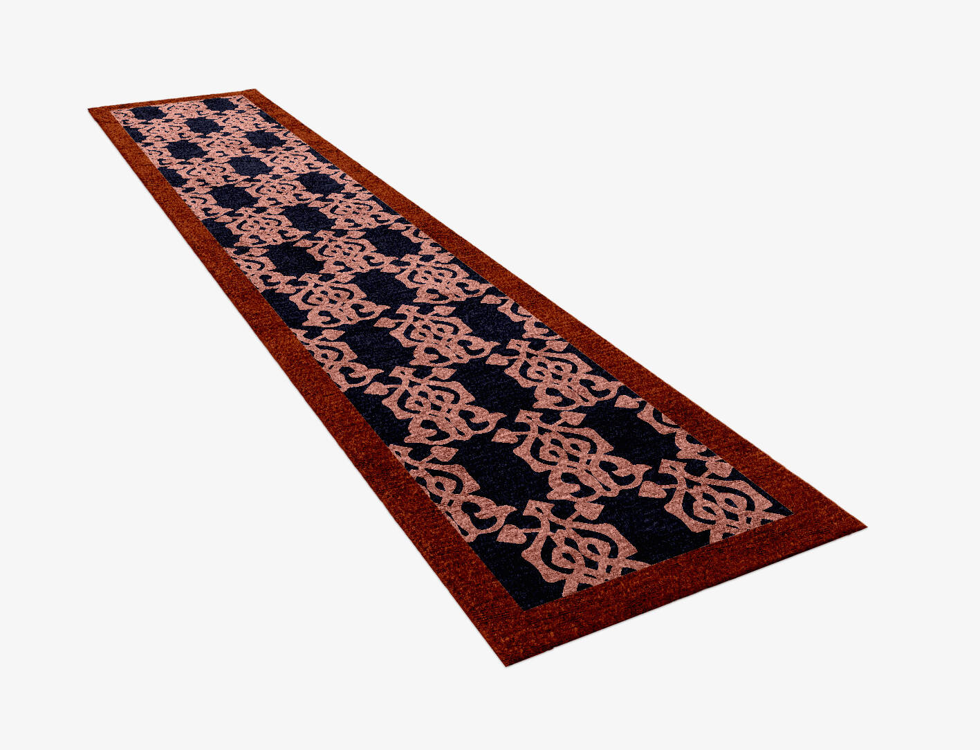 Balustrade Geometric Runner Hand Knotted Bamboo Silk Custom Rug by Rug Artisan