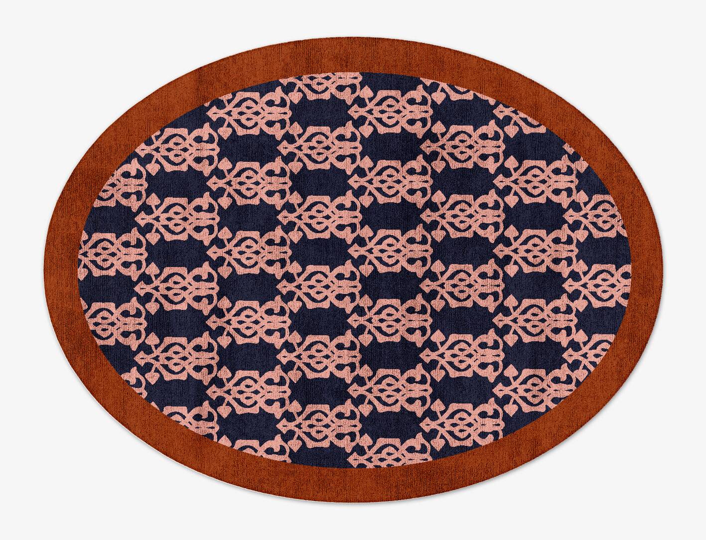Balustrade Geometric Oval Hand Tufted Bamboo Silk Custom Rug by Rug Artisan