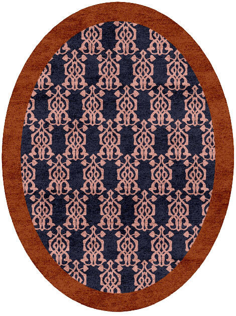 Balustrade Geometric Oval Hand Tufted Bamboo Silk Custom Rug by Rug Artisan