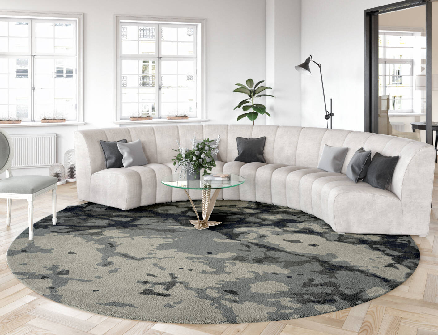 Barbed Surface Art Round Hand Tufted Pure Wool Custom Rug by Rug Artisan