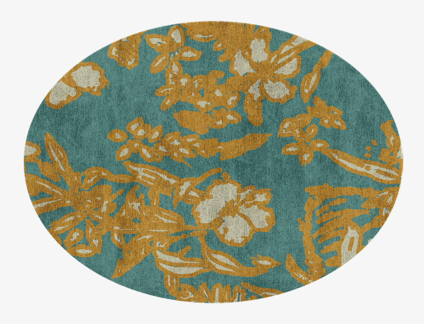 Beach Floral Oval Hand Knotted Bamboo Silk Custom Rug by Rug Artisan