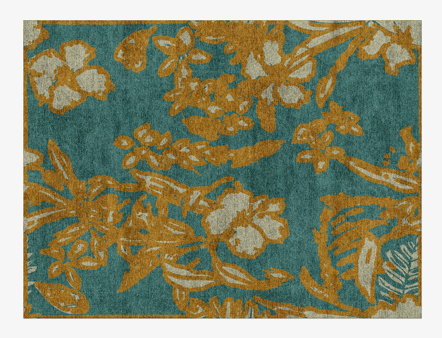 Beach Floral Rectangle Hand Knotted Bamboo Silk Custom Rug by Rug Artisan