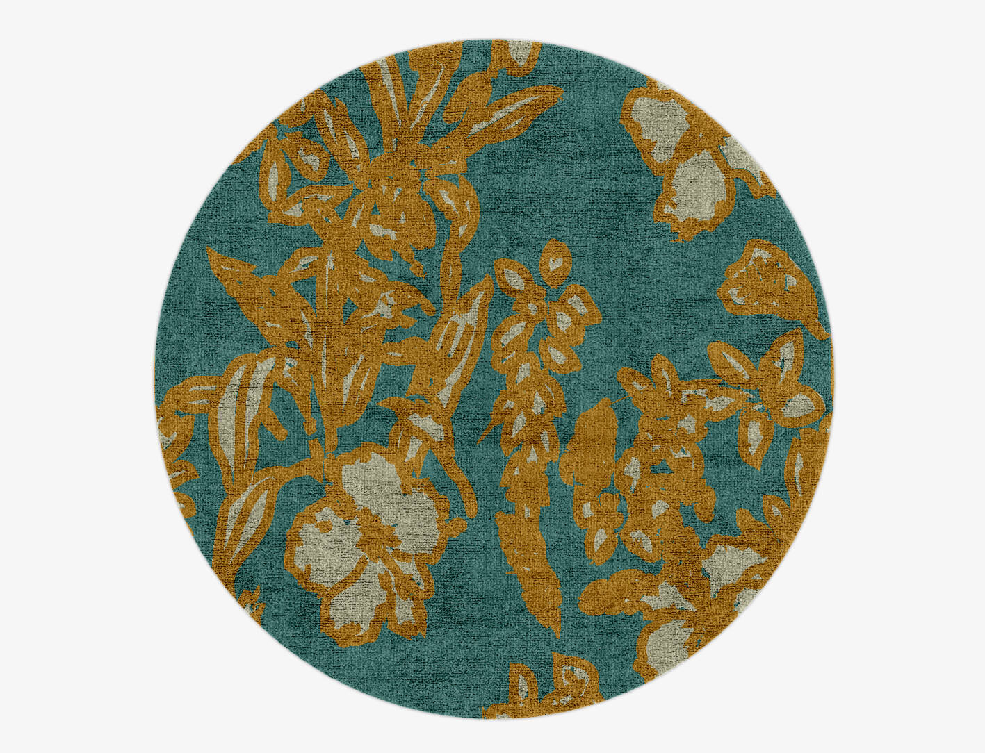 Beach Floral Round Hand Knotted Bamboo Silk Custom Rug by Rug Artisan