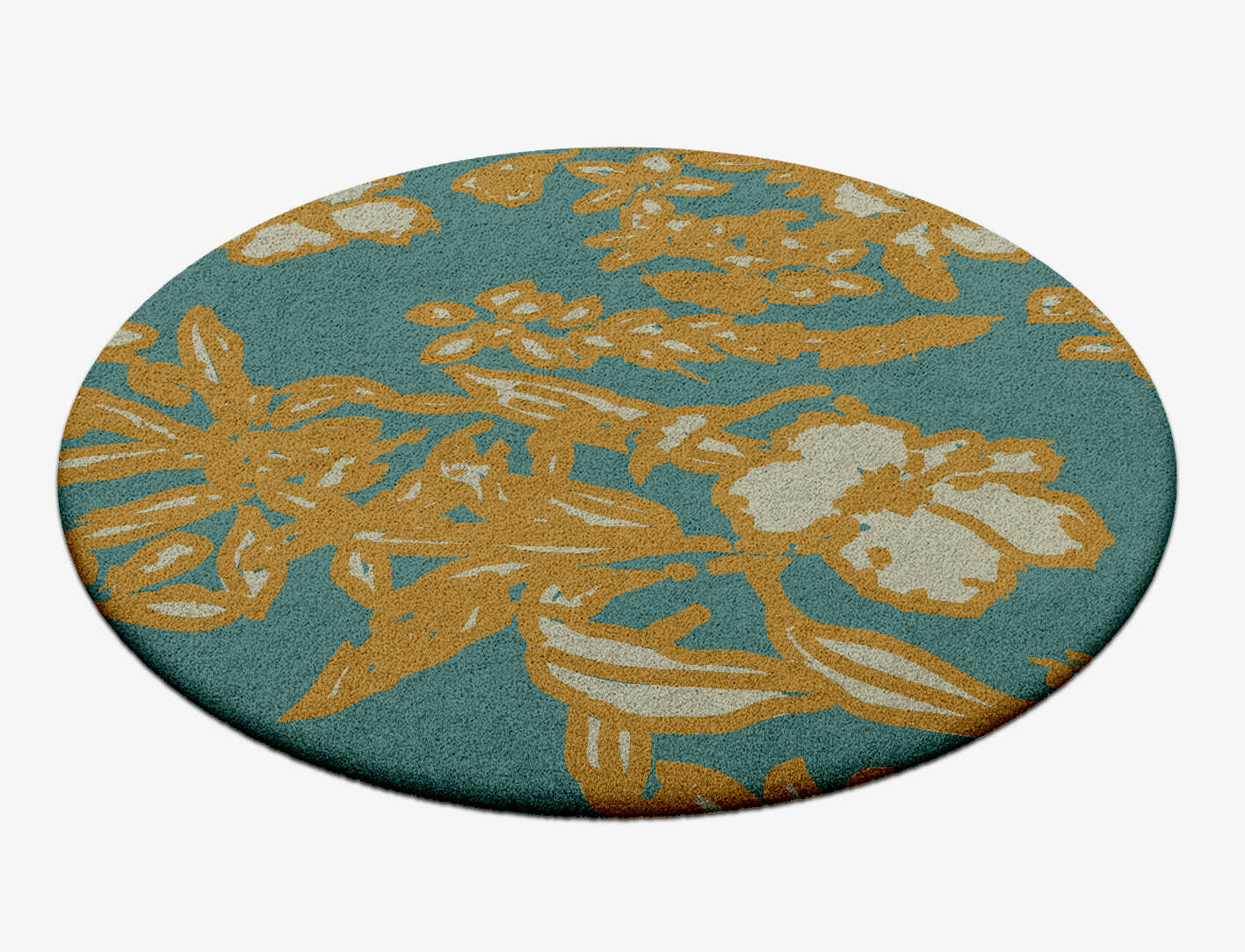 Beach Floral Round Hand Tufted Pure Wool Custom Rug by Rug Artisan
