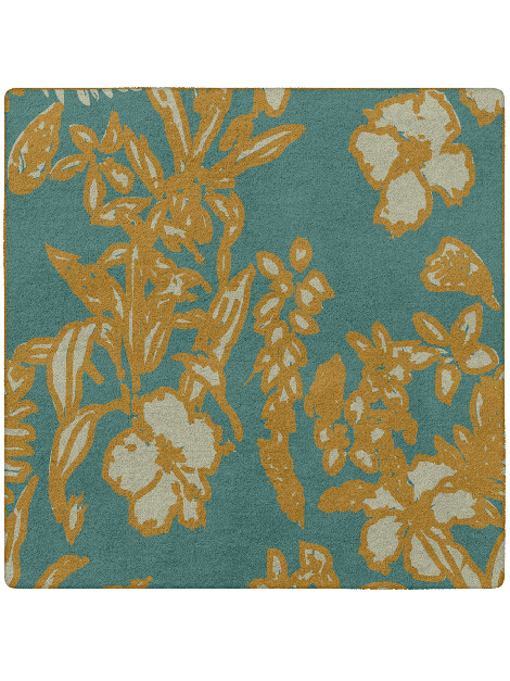 Beach Floral Square Hand Tufted Pure Wool Custom Rug by Rug Artisan