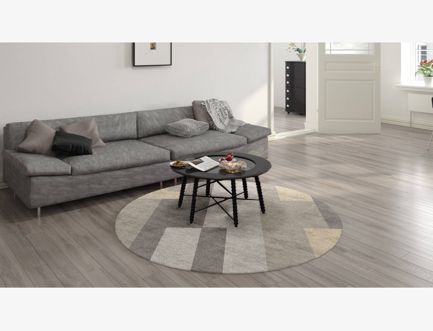 Beamish  Round Hand Knotted Bamboo Silk Custom Rug by Rug Artisan
