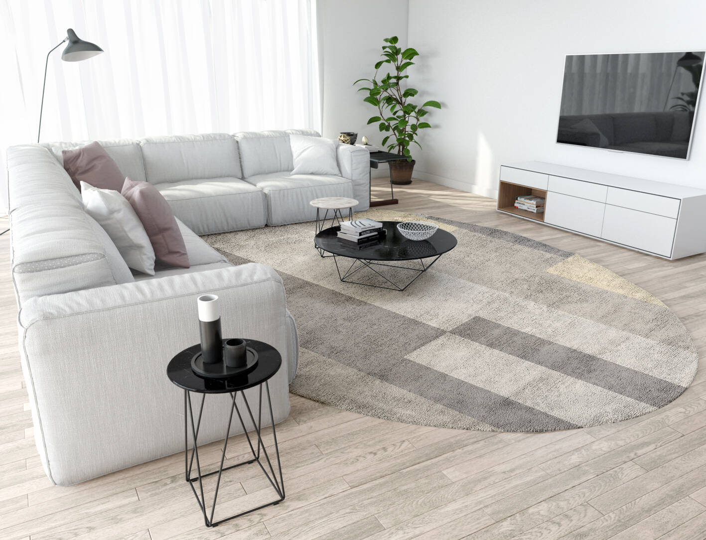 Beamish  Oval Hand Tufted Bamboo Silk Custom Rug by Rug Artisan
