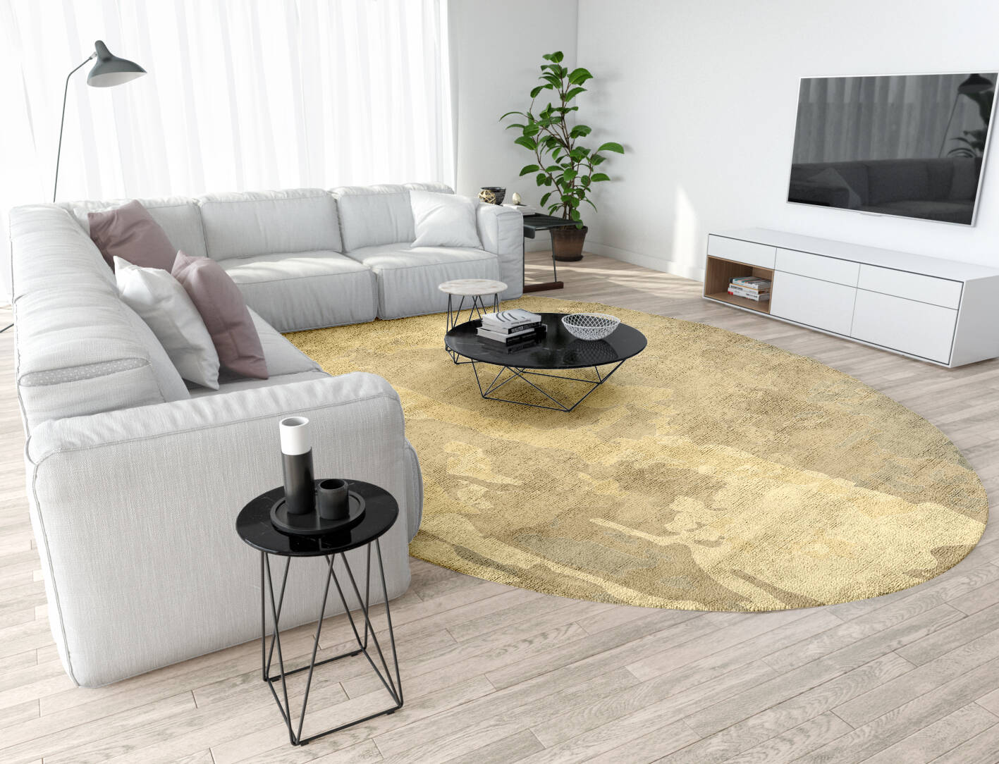 Bedford Gradation Oval Hand Tufted Bamboo Silk Custom Rug by Rug Artisan